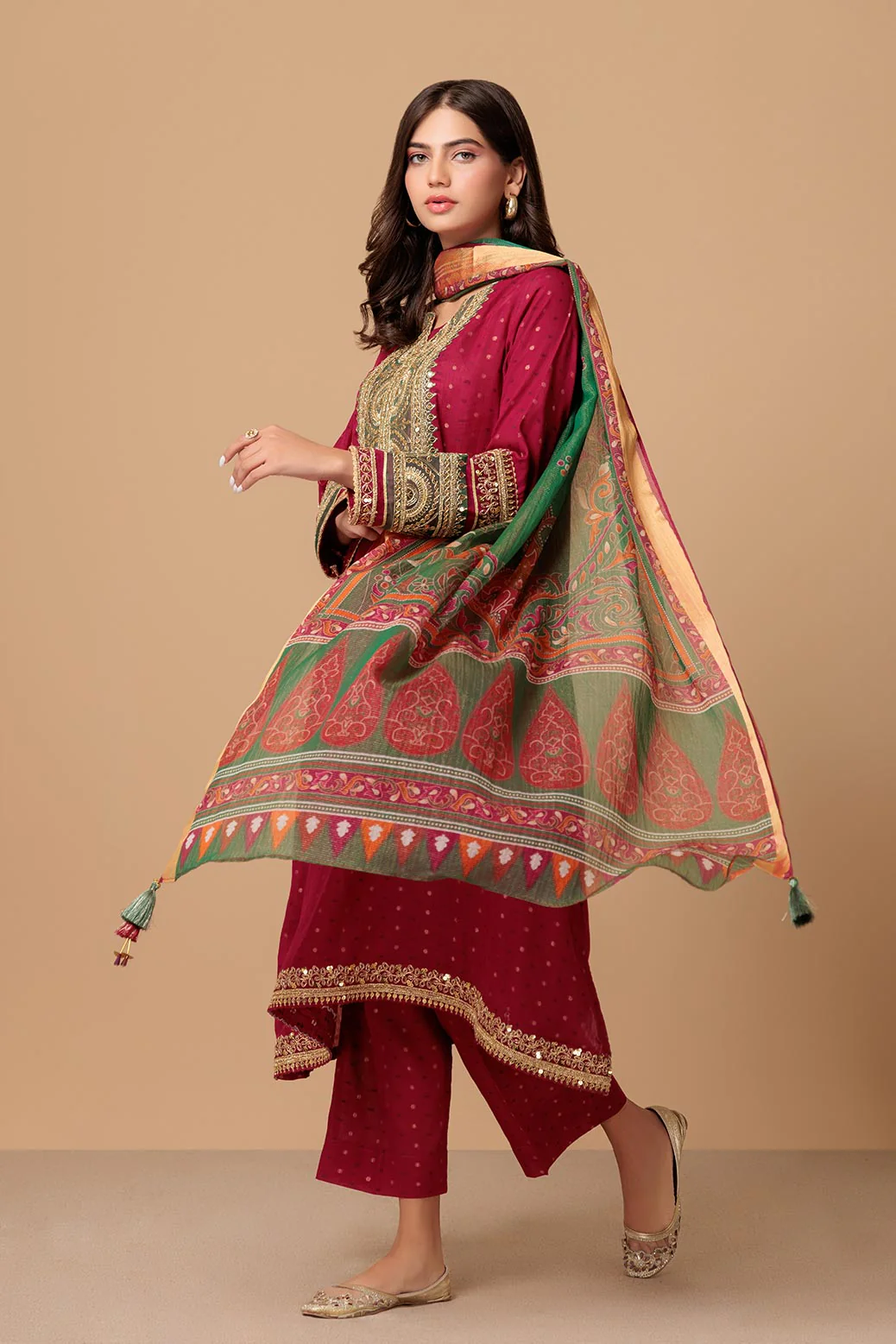 PLUM-JACQUARD-3 PIECE (SAS233P103) - Image 3
