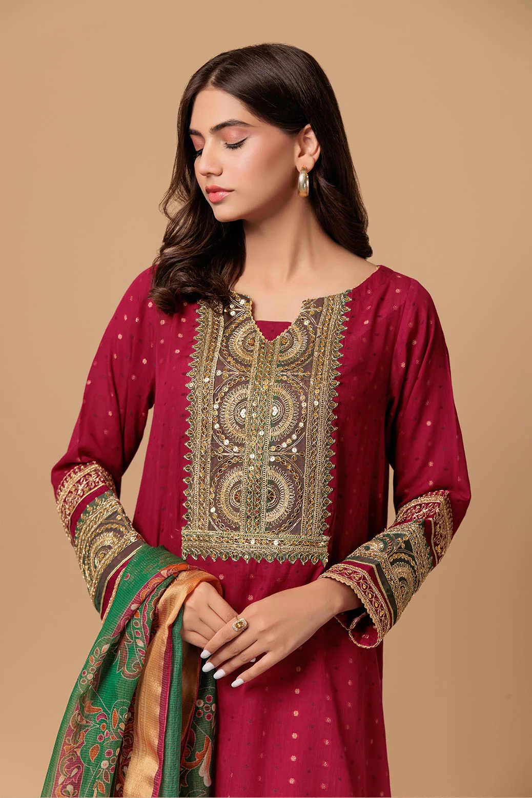 PLUM-JACQUARD-3 PIECE (SAS233P103) - Image 4