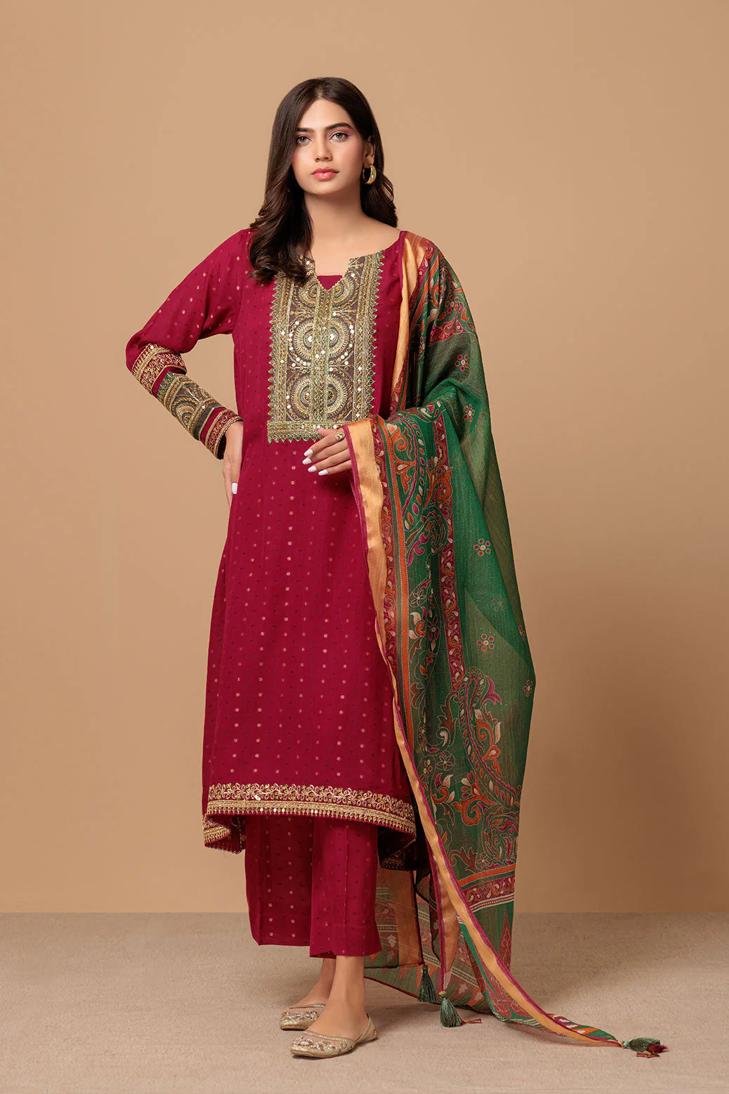 PLUM-JACQUARD-3 PIECE (SAS233P103) - Image 5