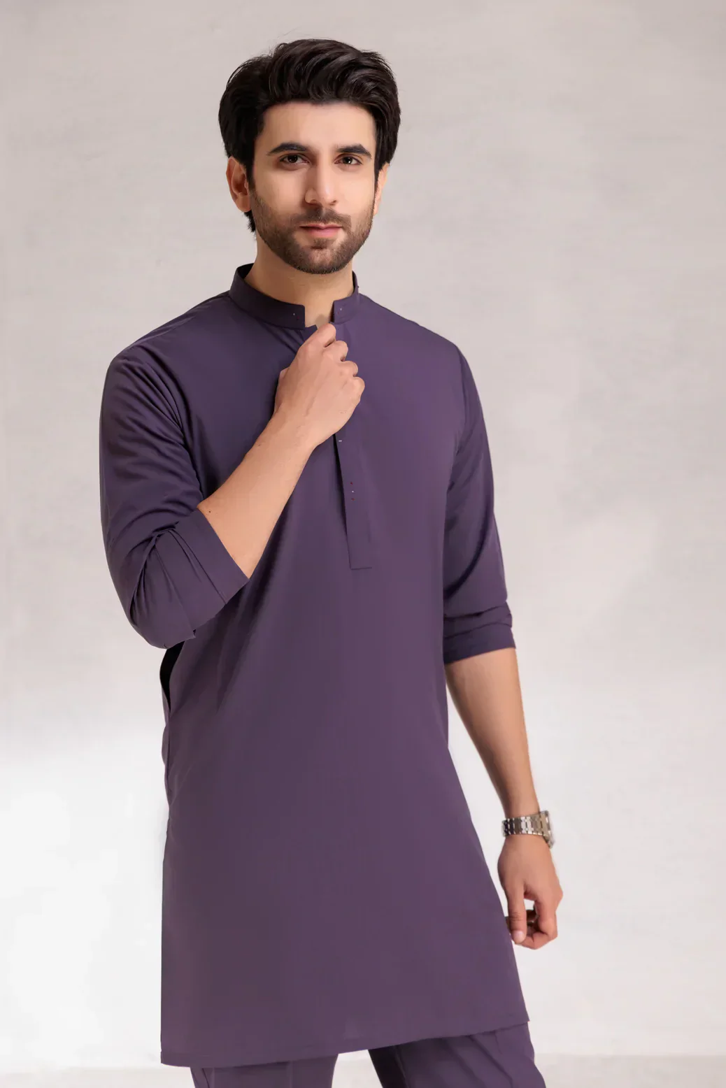 PURPLE-BLENDED-KURTA PAJAMA/TROUSER  (KSS23-003) - Image 2