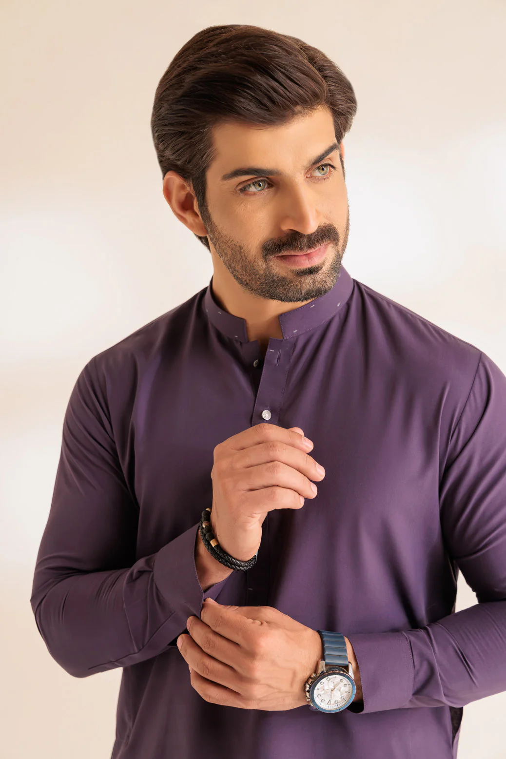PURPLE-BLENDED-KURTA PAJAMA TROUSER - (KSS24-020) - Image 4