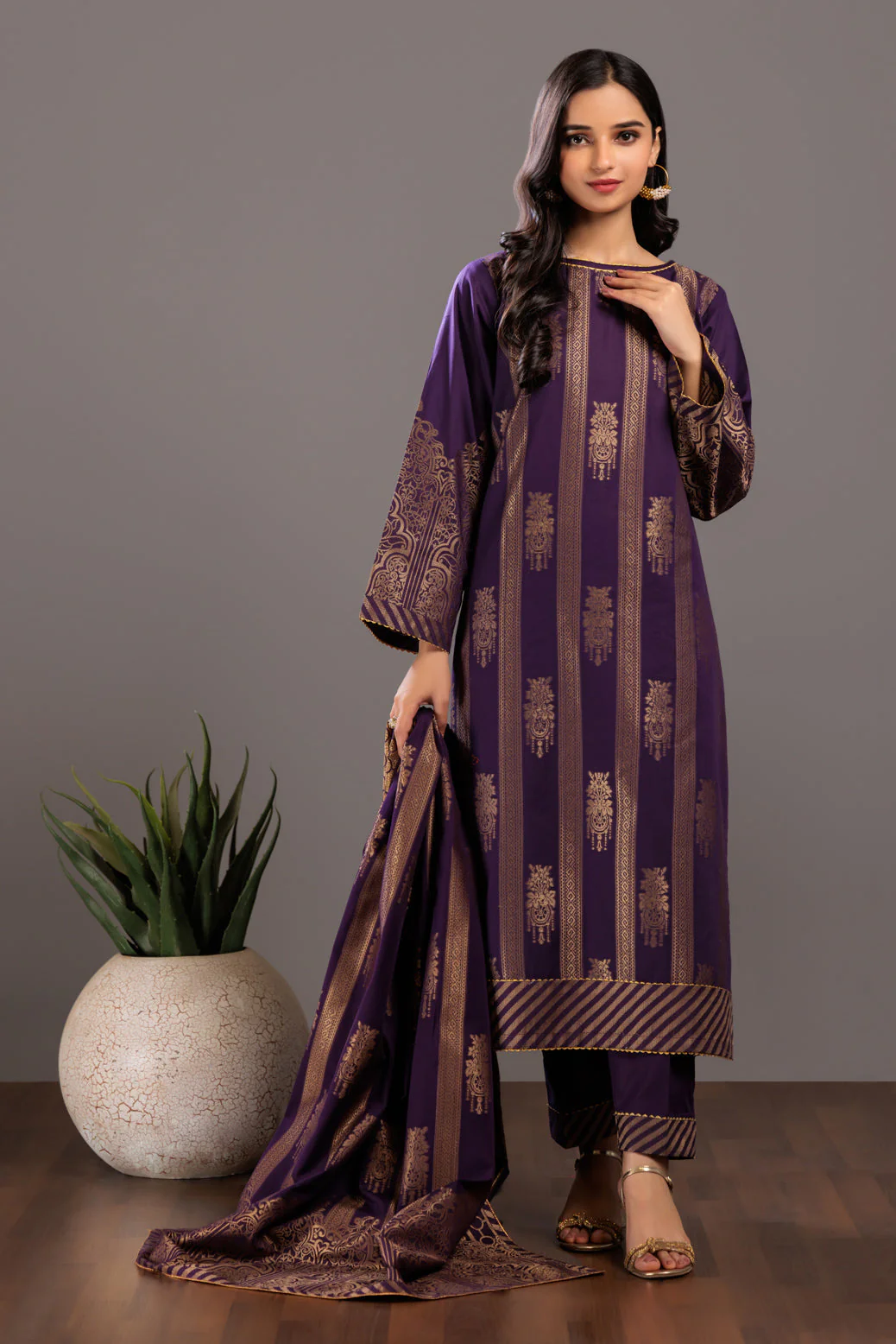 PURPLE-JACQUARD-3 PIECE (JSS233P08) - Image 4