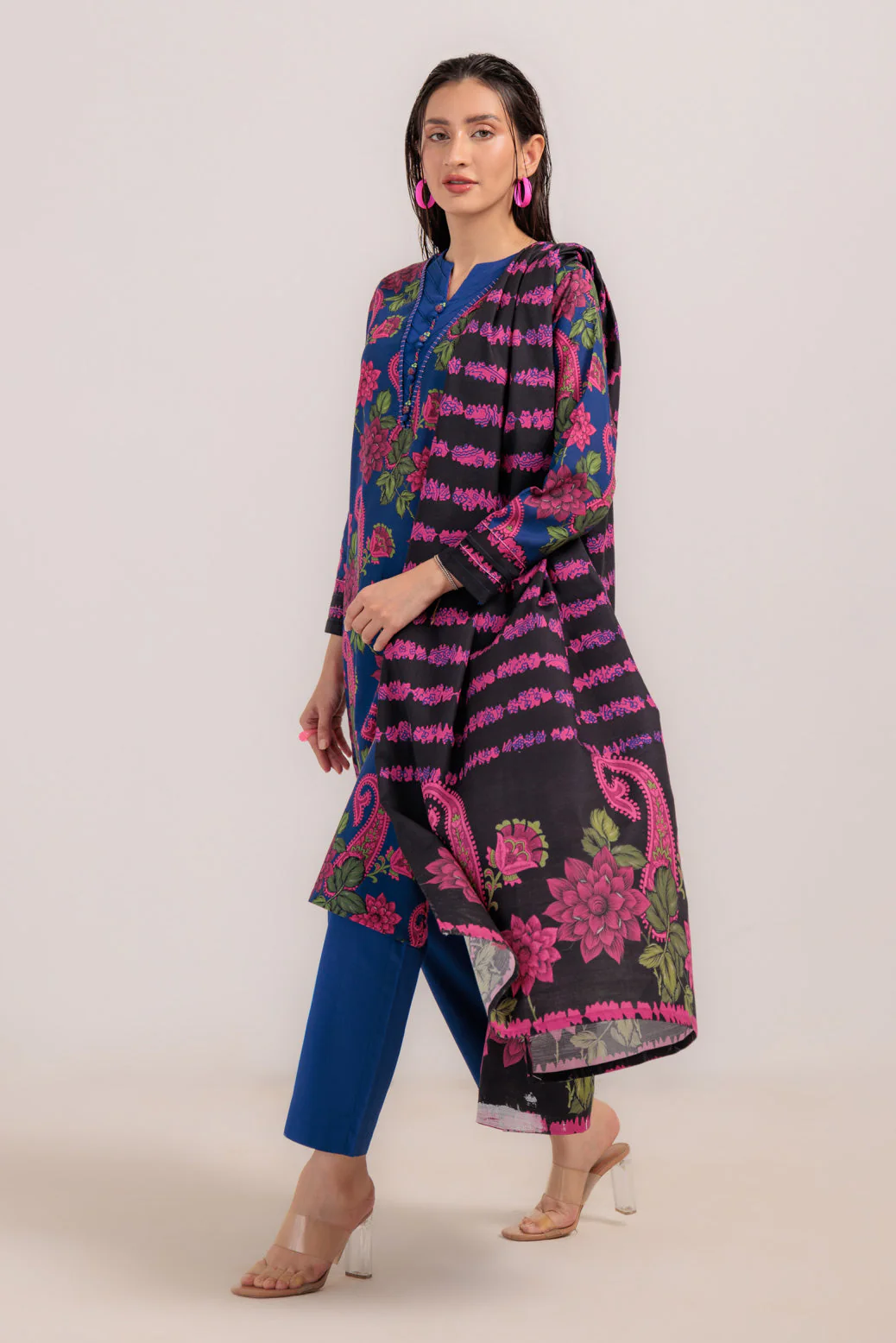 R-BLUE-KHADDAR-3 PIECE (WS2243P14) - Image 3