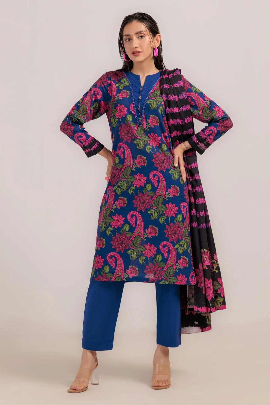 R-BLUE-KHADDAR-3 PIECE (WS2243P14) - Image 4