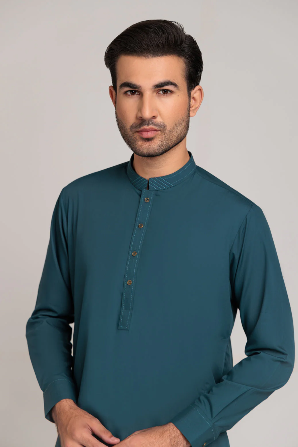R-GREEN-COTTON-KURTA PAJAMA TROUSER (KSS23-007) - Image 2