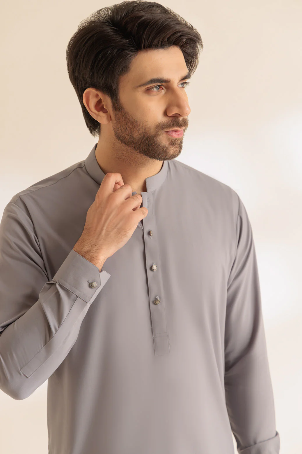 R-GREY-BLENDED-KURTA PAJAMA TROUSER - (KSS24-009) - Image 2
