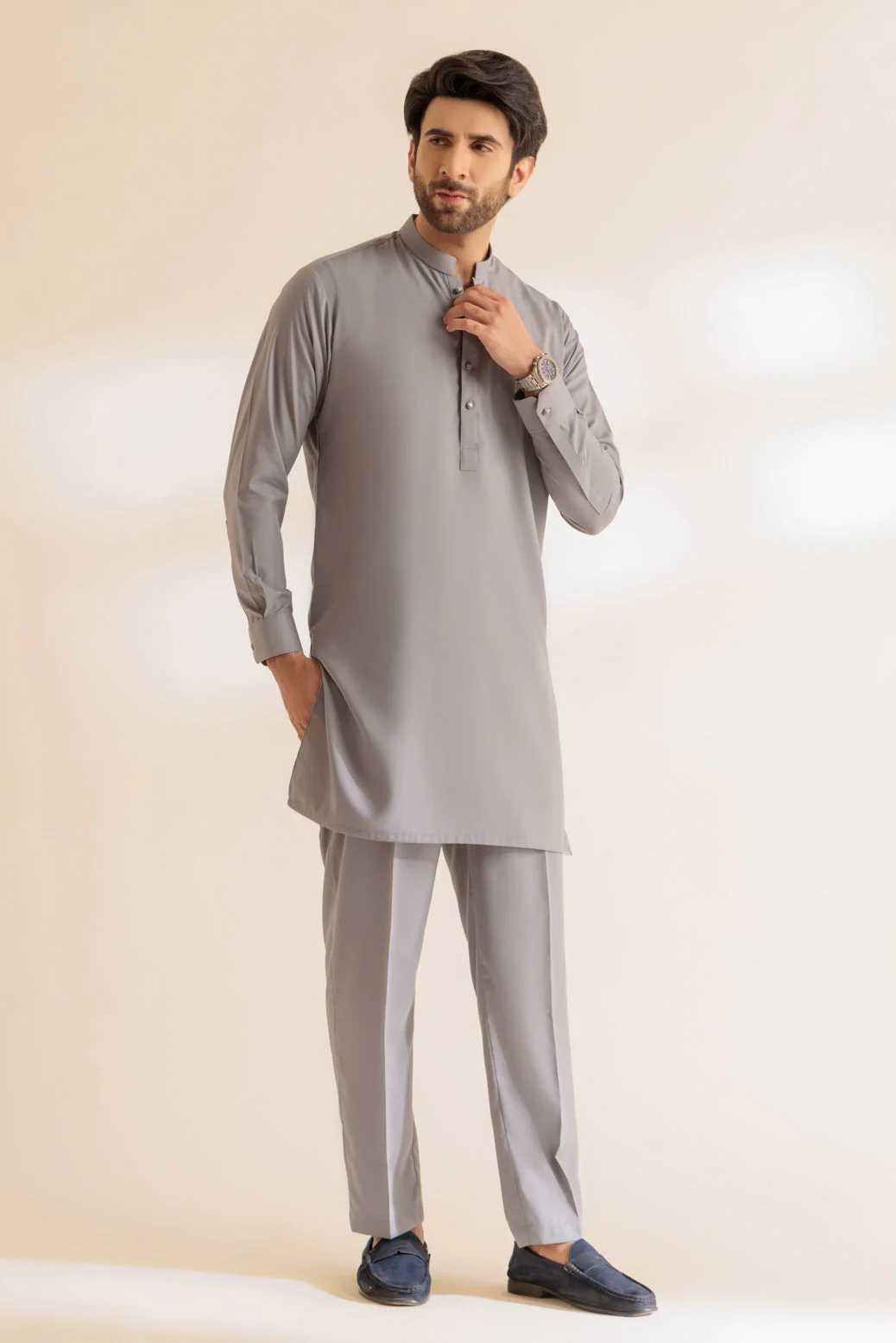 R-GREY-BLENDED-KURTA PAJAMA TROUSER - (KSS24-009) - Image 3