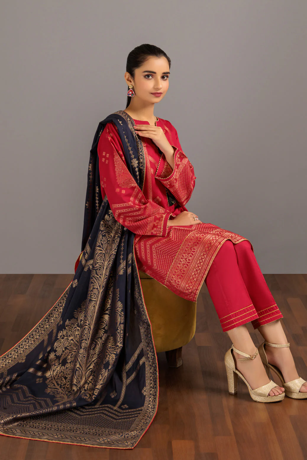 RED-JACQUARD-3 PIECE (JSS233P09) - Image 2