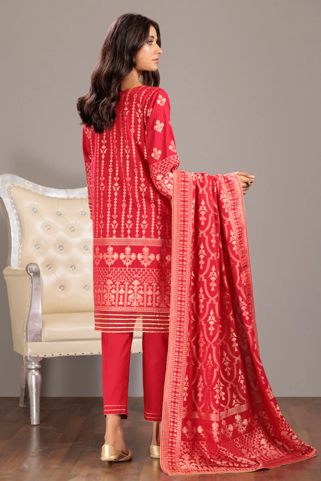 RED-JACQUARD-3 PIECE (JSS233P17) - Image 4