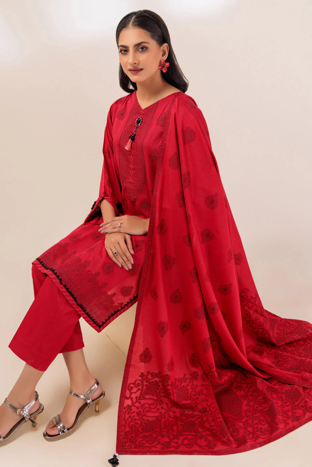 RED-JACQUARD-3 PIECE (PWJ3233P06) - Image 2