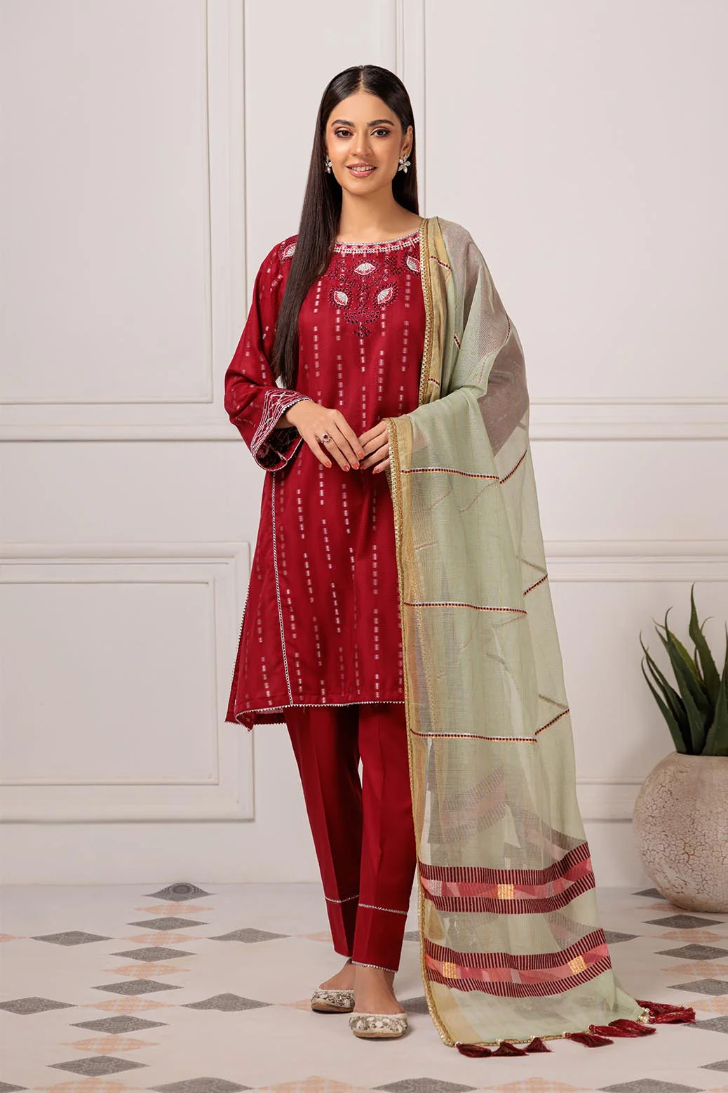 RED-JACQUARD-3 PIECE (PWS5233P16) - Image 3