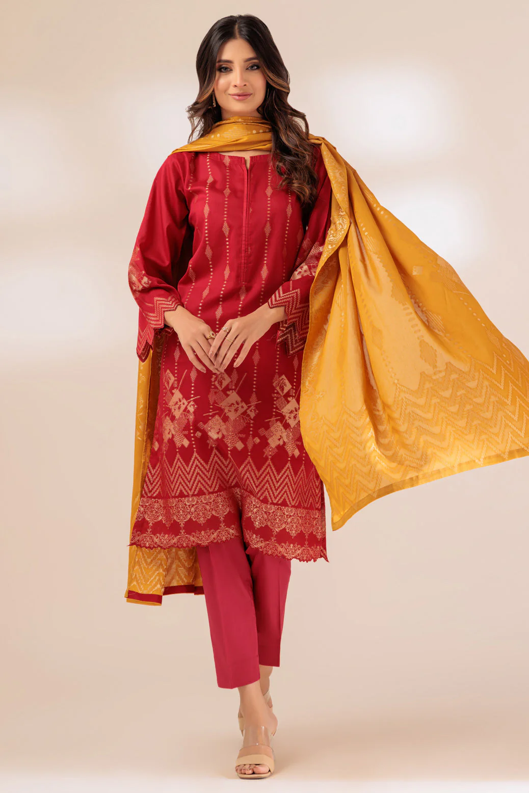 RED-JACQUARD-3 PIECE (WJ1233P02) - Image 2