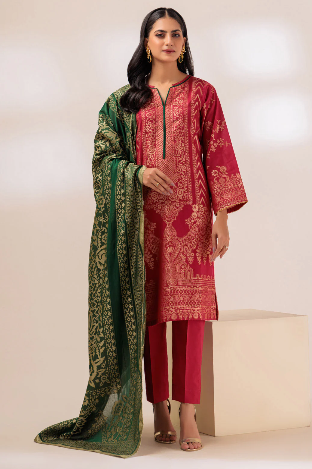 RED-JACQUARD-3 PIECE (WJ5233P02) - Image 2