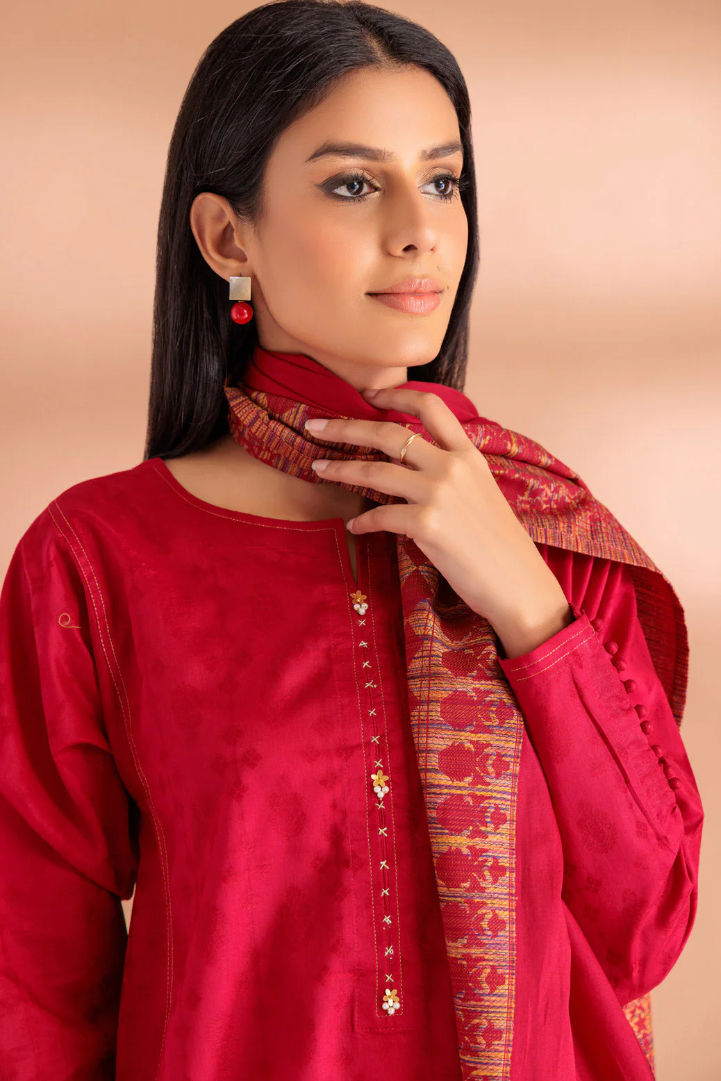 RED-KHADDAR-3 PIECE (WS1233P17) - Image 2