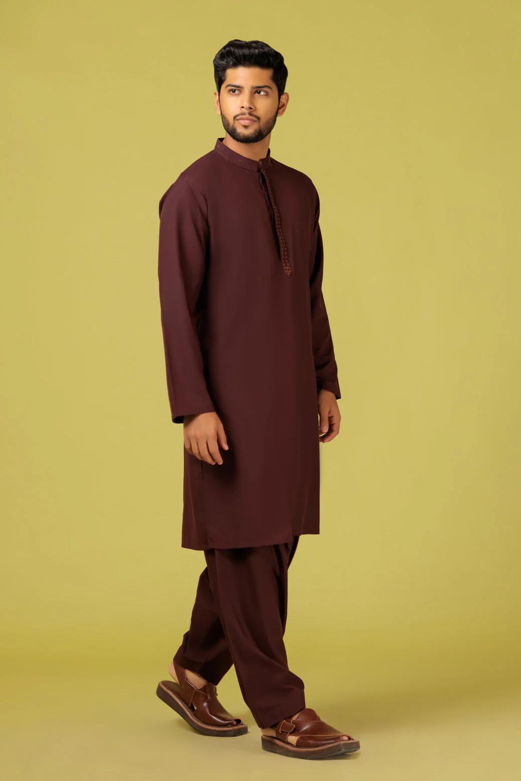 RED WINE-BLENDED-KURTA SHALWAR - (KSRS23-059)