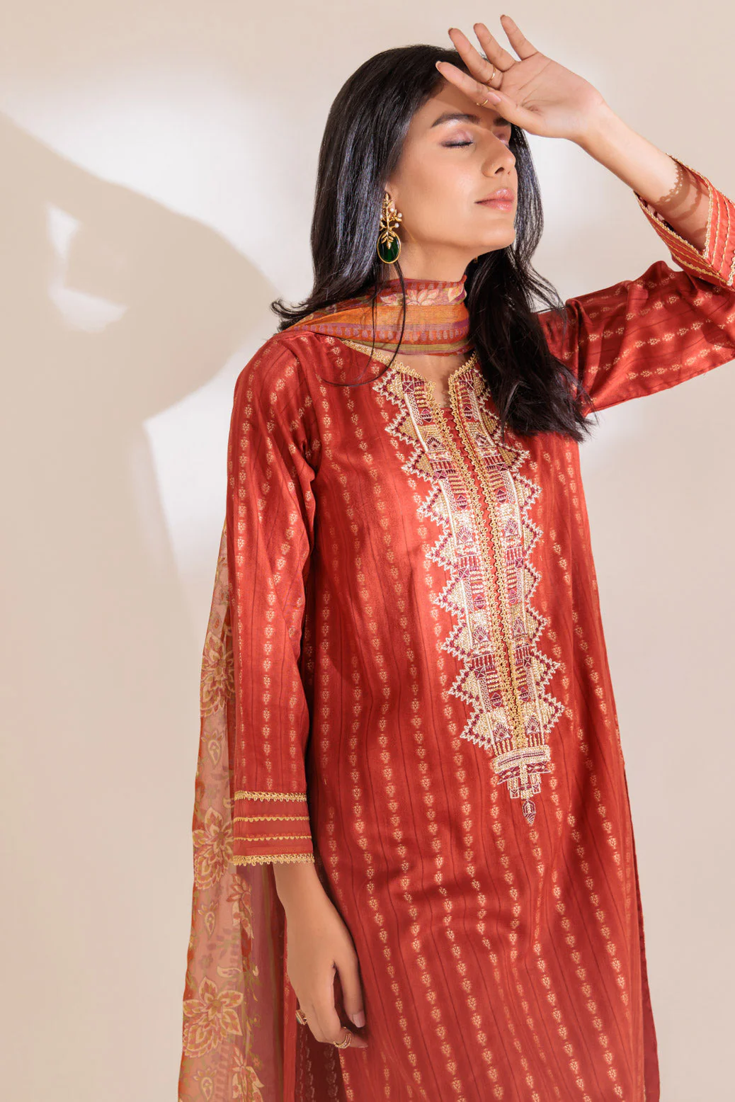 RUST-JACQUARD-3 PIECE (BSHS233P09)