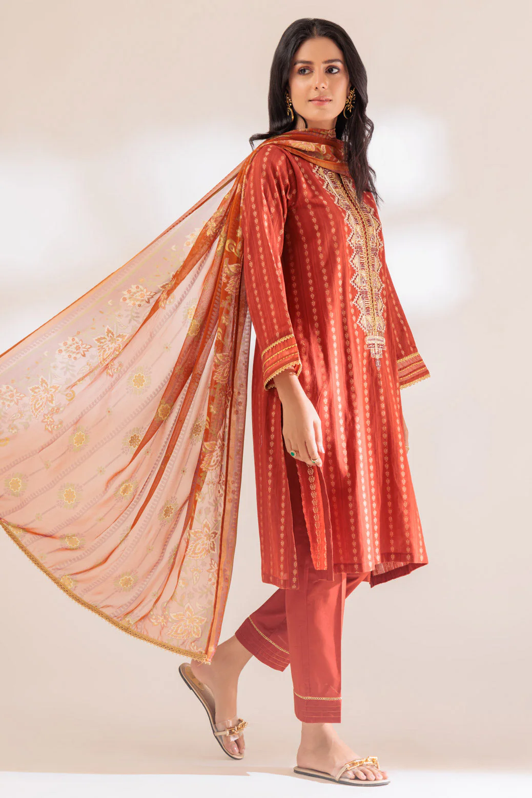 RUST-JACQUARD-3 PIECE (BSHS233P09) - Image 3