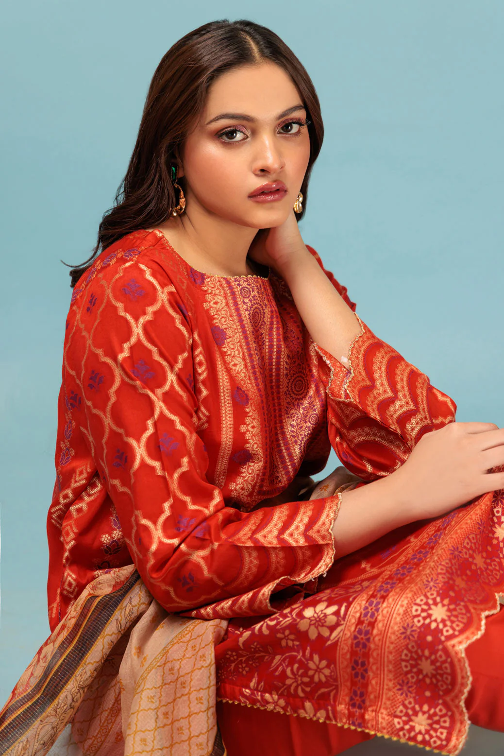 RUST-JACQUARD-3 PIECE (BSSS233P13) - Image 2