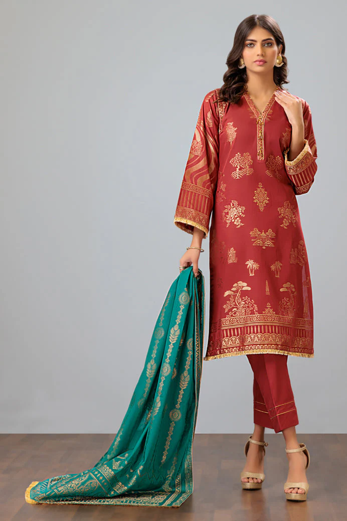 RUST-JACQUARD-3 PIECE (JAS233P07) - Image 3
