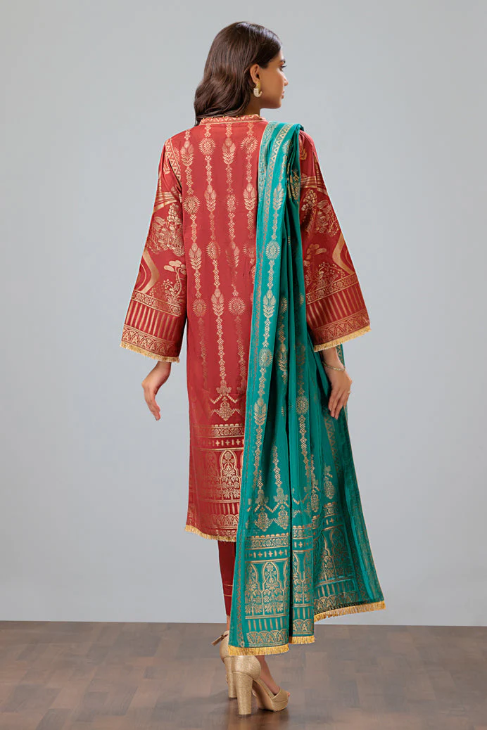 RUST-JACQUARD-3 PIECE (JAS233P07) - Image 5