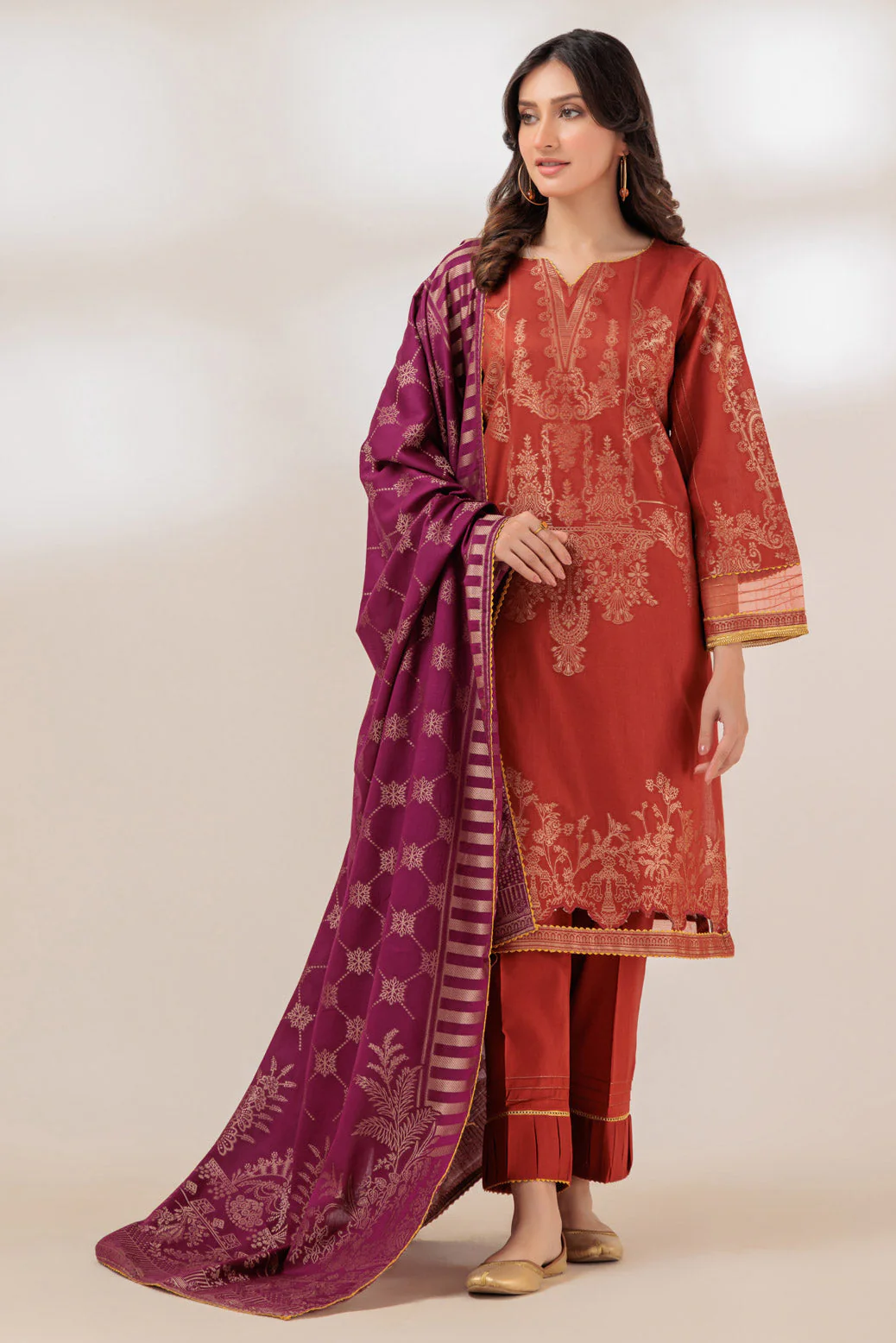 RUST-JACQUARD-3 PIECE (JHS233P14) - Image 2
