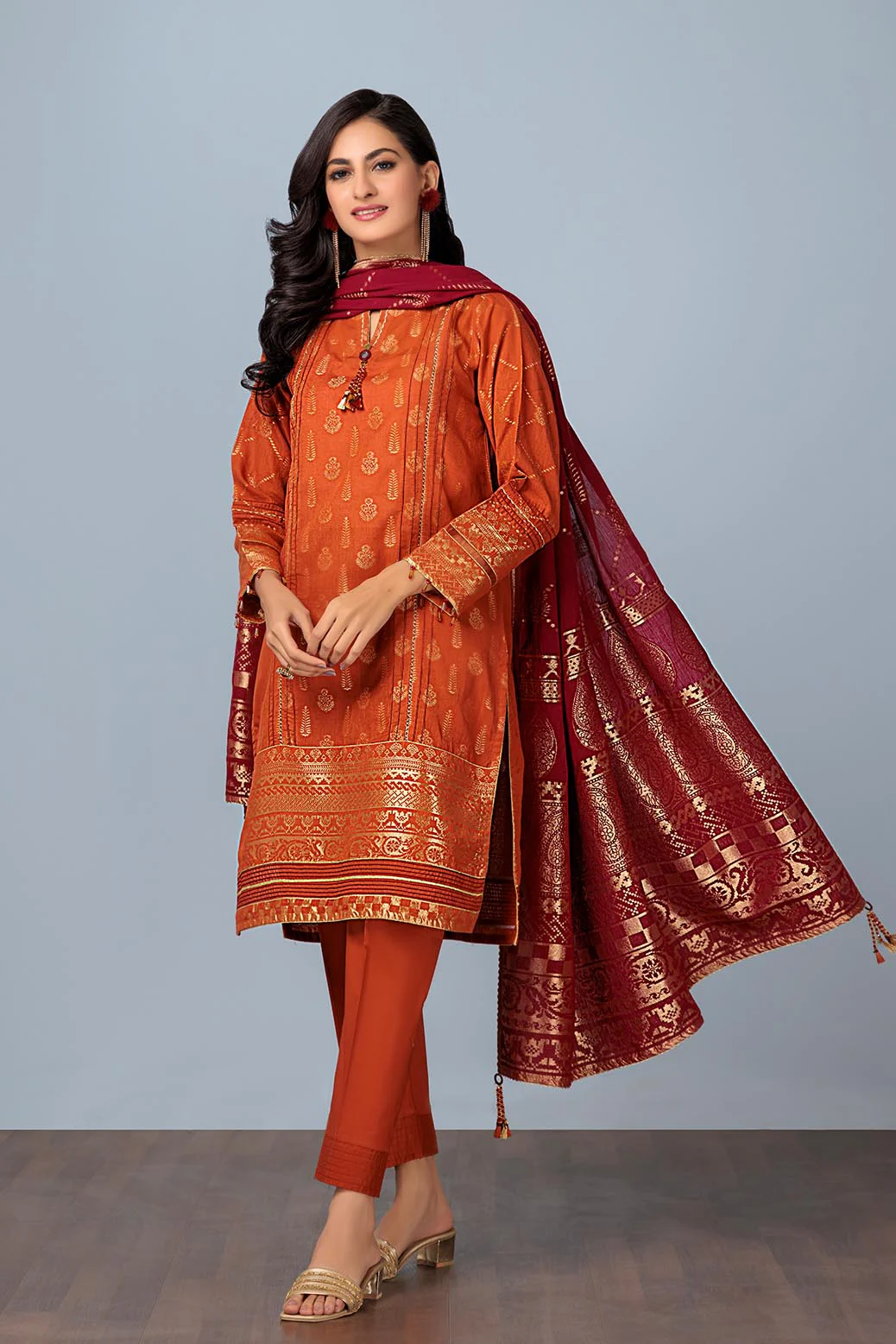RUST-JACQUARD-3 PIECE (PWJ2233P14)