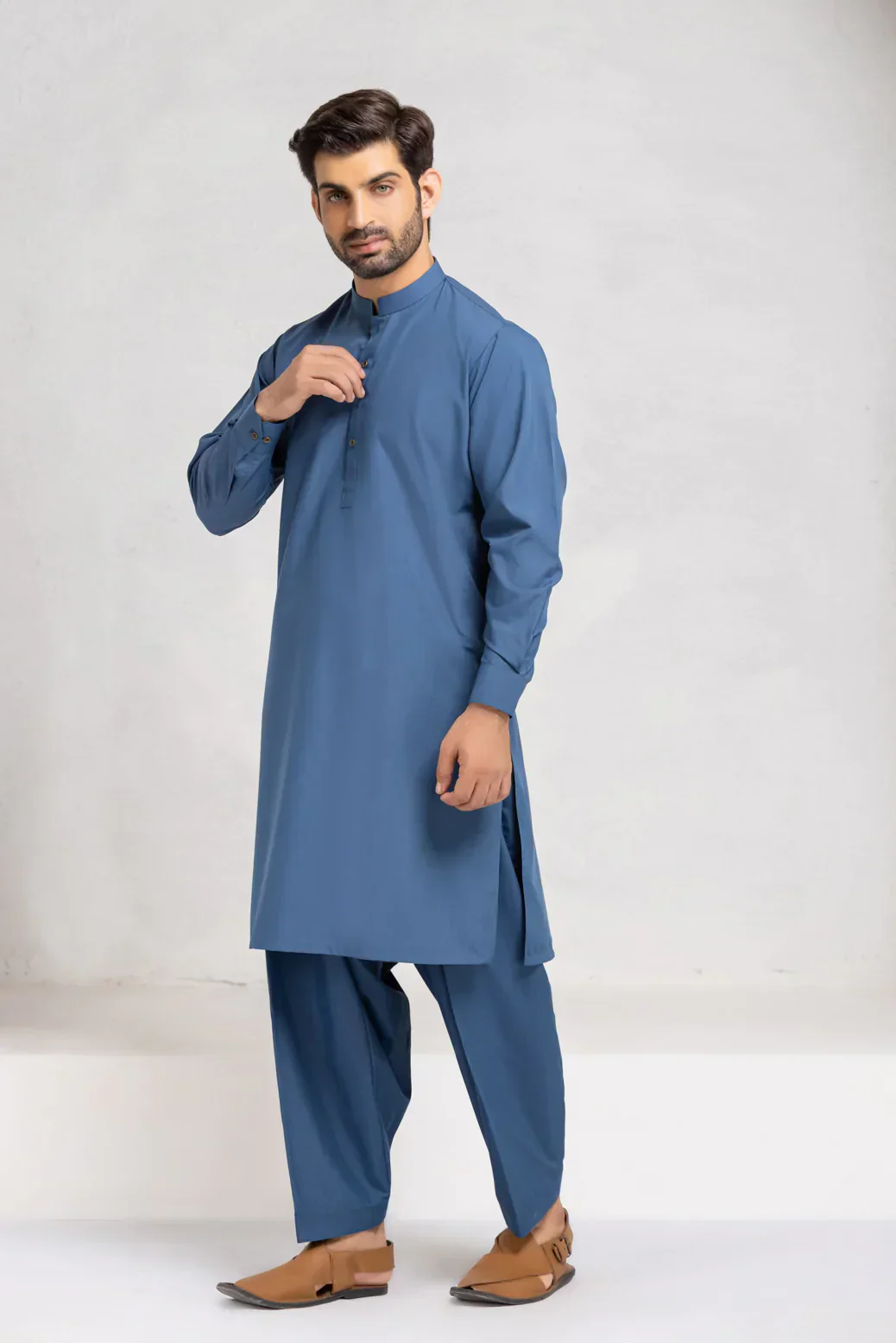 S-BLUE-BLENDED-KURTA SHALWAR (KSRS23-009) - Image 4