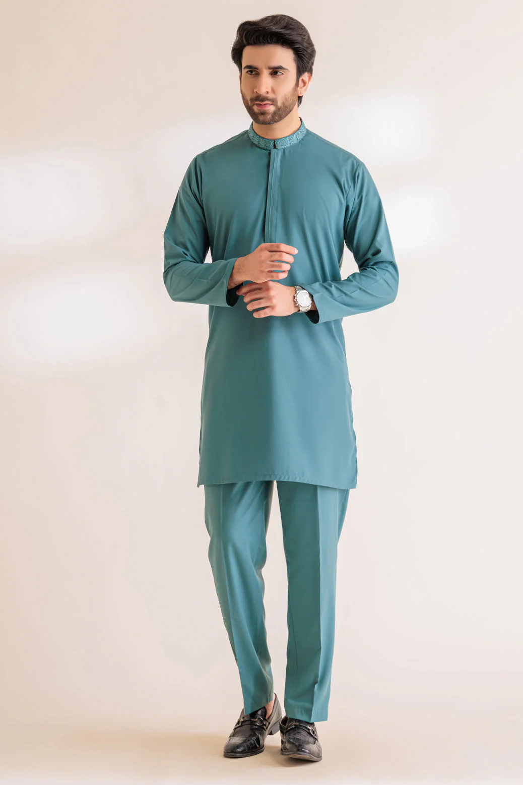 S-GREEN-BLENDED-KURTA PAJAMA TROUSER - (KSS24-001) - Image 4