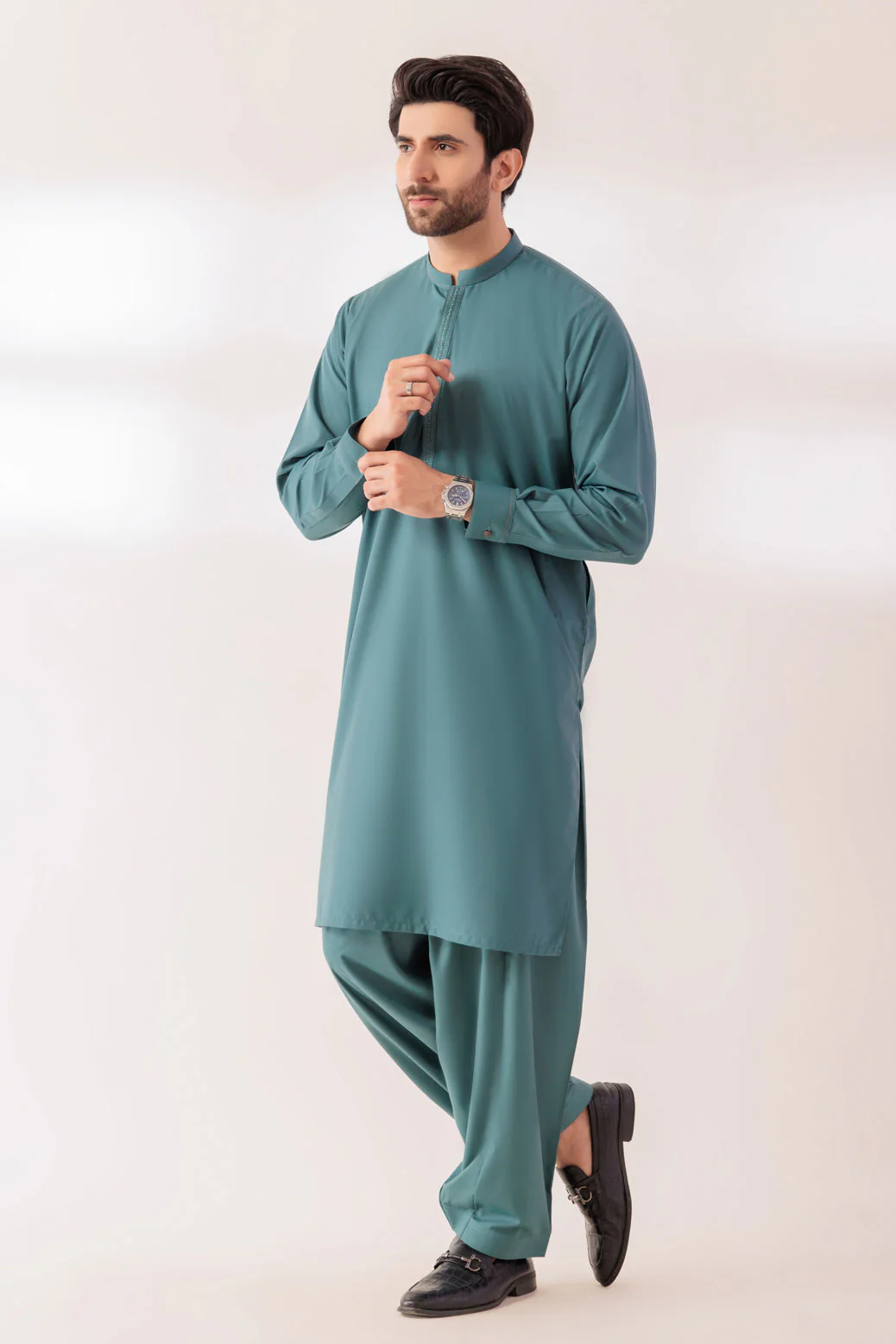 S-GREEN-BLENDED-KURTA SHALWAR - (KSRR24-017) - Image 4