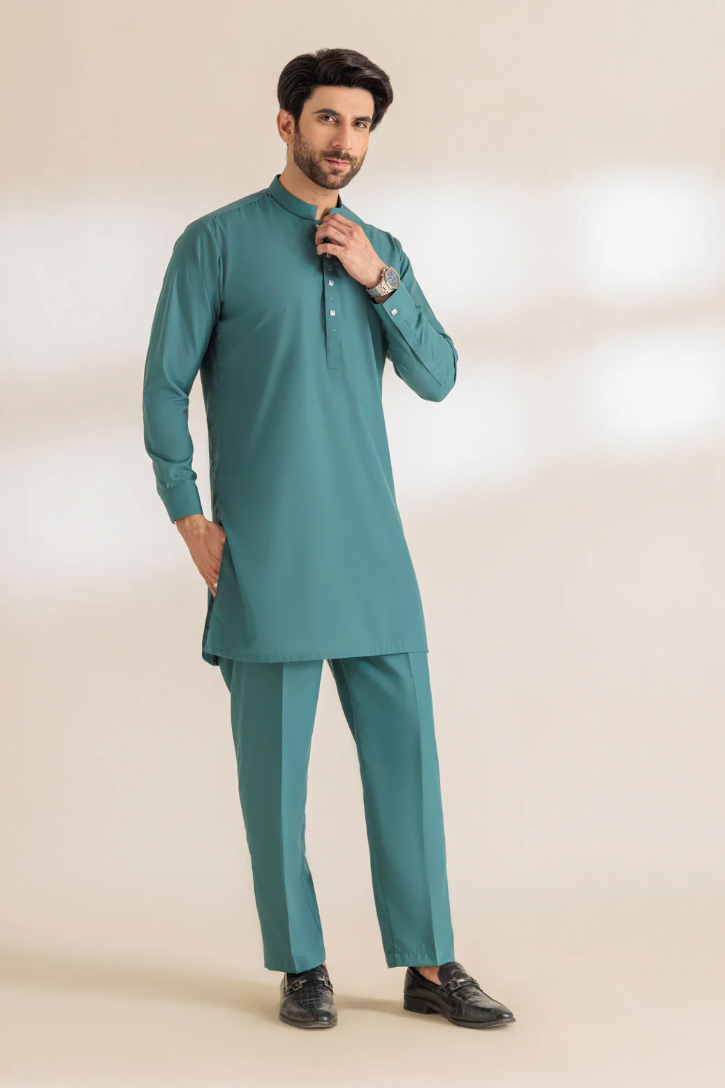 S-GREEN-BLENDED-KURTA TROUSER - (KSR24-013) - Image 3