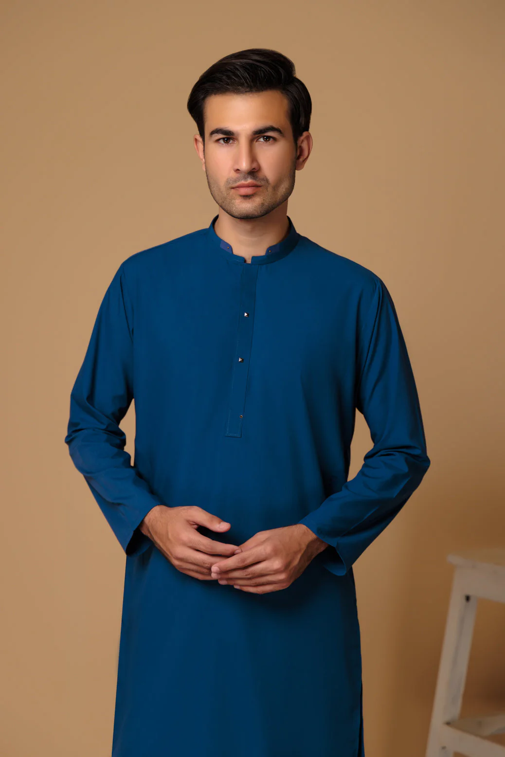 SCH-BLUE-BLENDED-KURTA PAJAMA TROUSER (KSS23-038) - Image 2