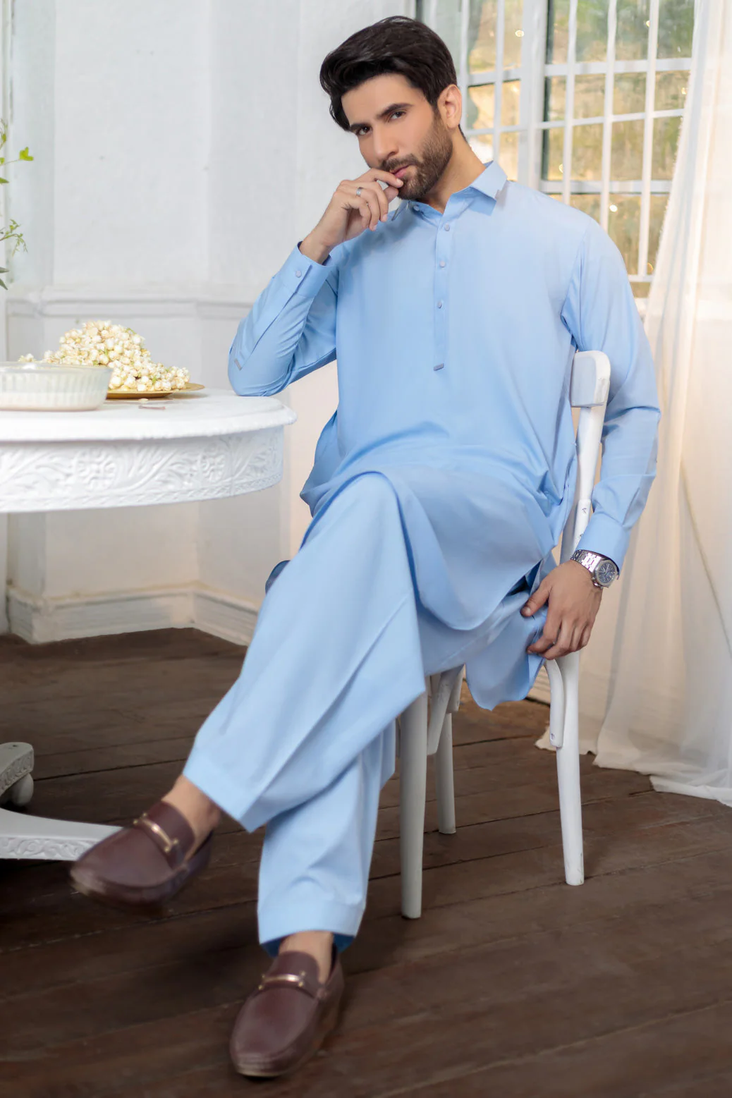 SCH-BLUE-BLENDED-SHALWAR SUIT - (GSSR24-001) - Image 3
