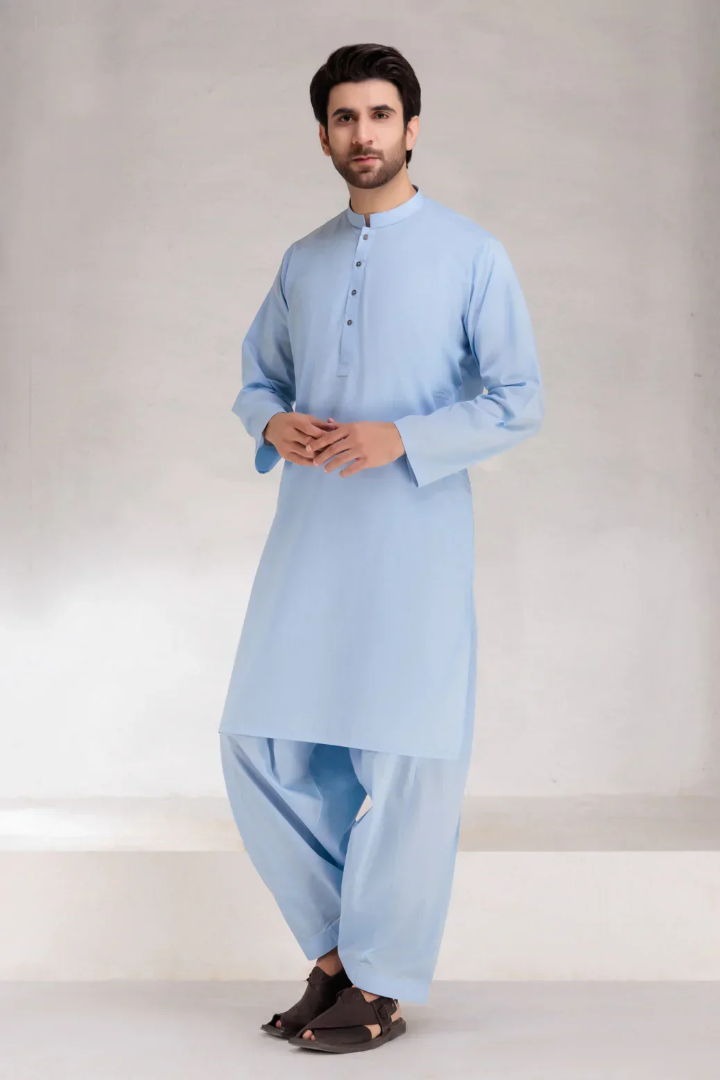 SKY-BLUE-COTTON-KURTA SHALWAR  (KSRS23-002) - Image 4