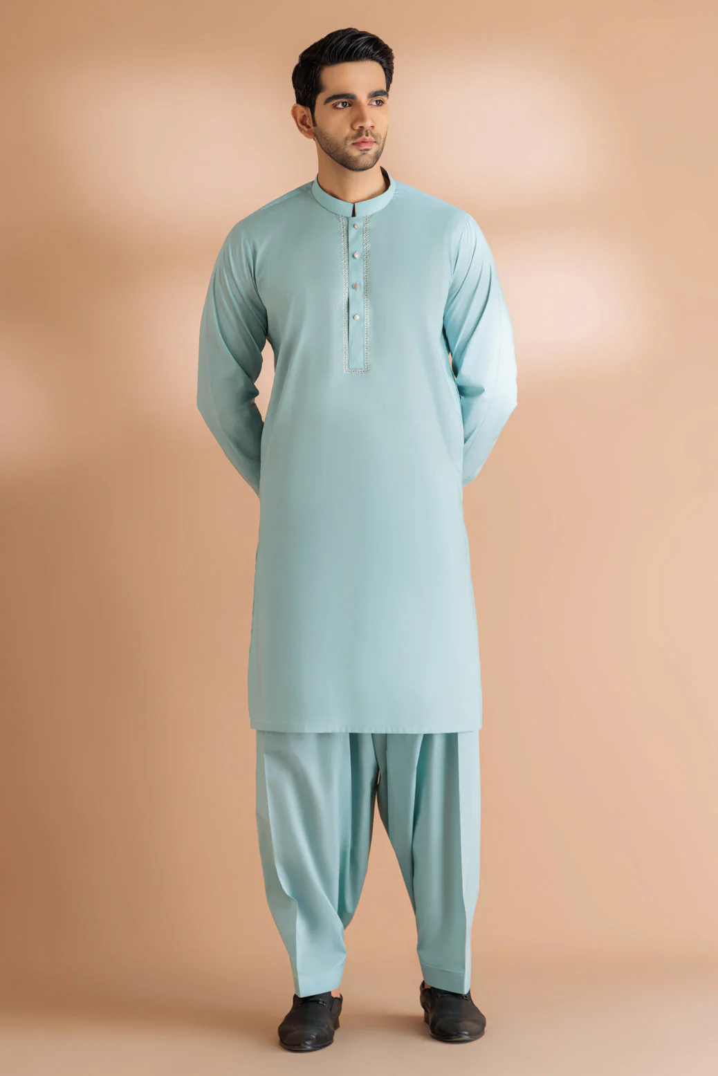 SKY BLUE-COTTON-KURTA SHALWAR - (KSRS24-031) - Image 3