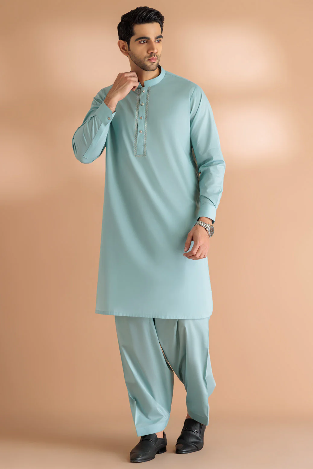 SKY BLUE-COTTON-KURTA SHALWAR - (KSRS24-031) - Image 5