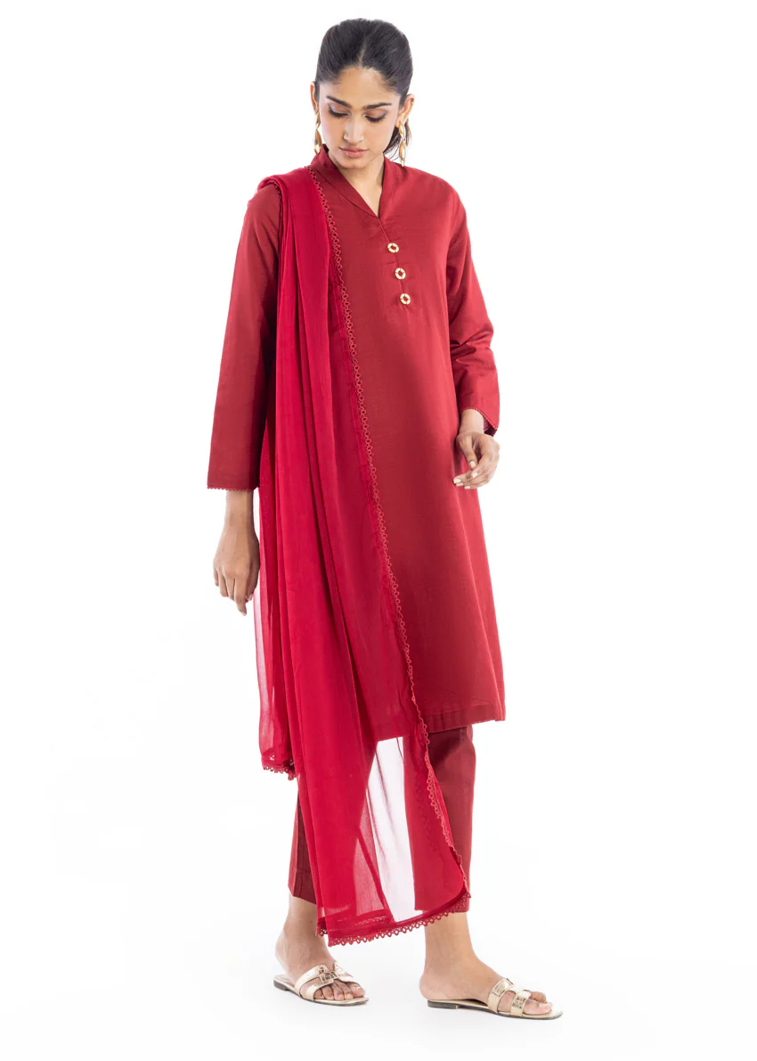 Maroon-Khaddar-3 Piece (SWT213P97P) - Image 5