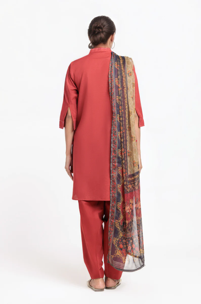 Rust-Khaddar-3 Piece (SWT213P98P) - Image 2