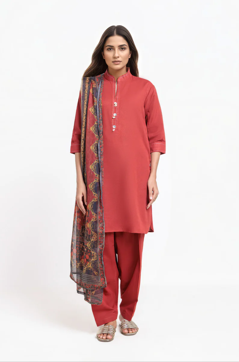 Rust-Khaddar-3 Piece (SWT213P98P) - Image 5