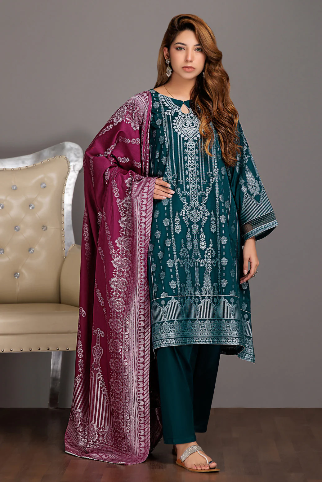 T-GREEN-JACQUARD-3 PIECE (JHS233P09) - Image 2
