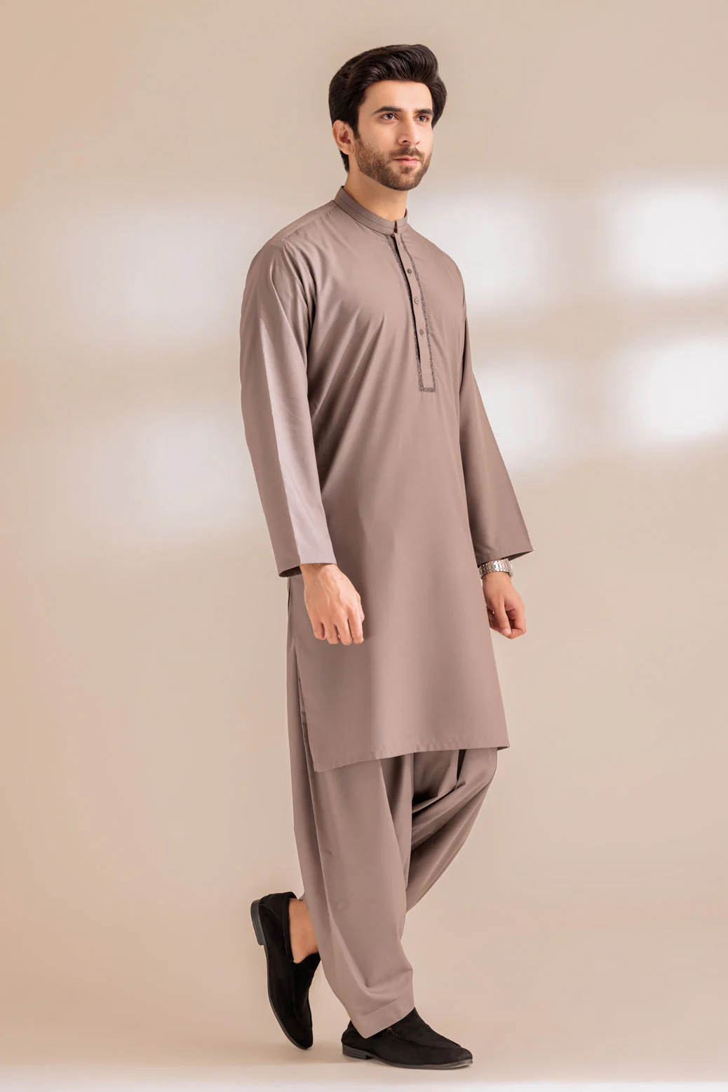 TAUPE-BLENDED-KURTA SHALWAR - (KSRS23-091) - Image 3