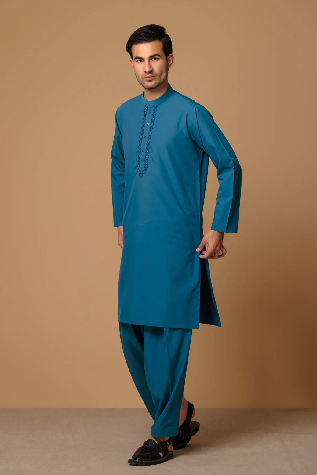 TEAL-BLENDED-KURTA SHALWAR (KSRS23-075) - Image 3