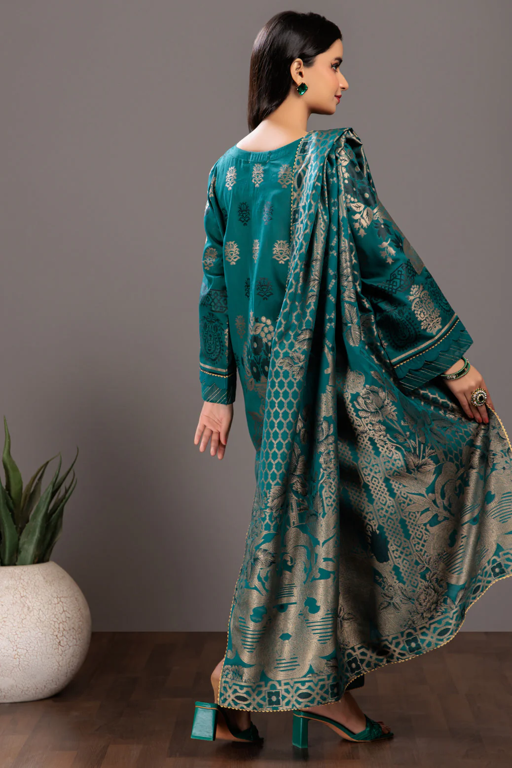TEAL-JACQUARD-3 PIECE (JSS233P03) - Image 5