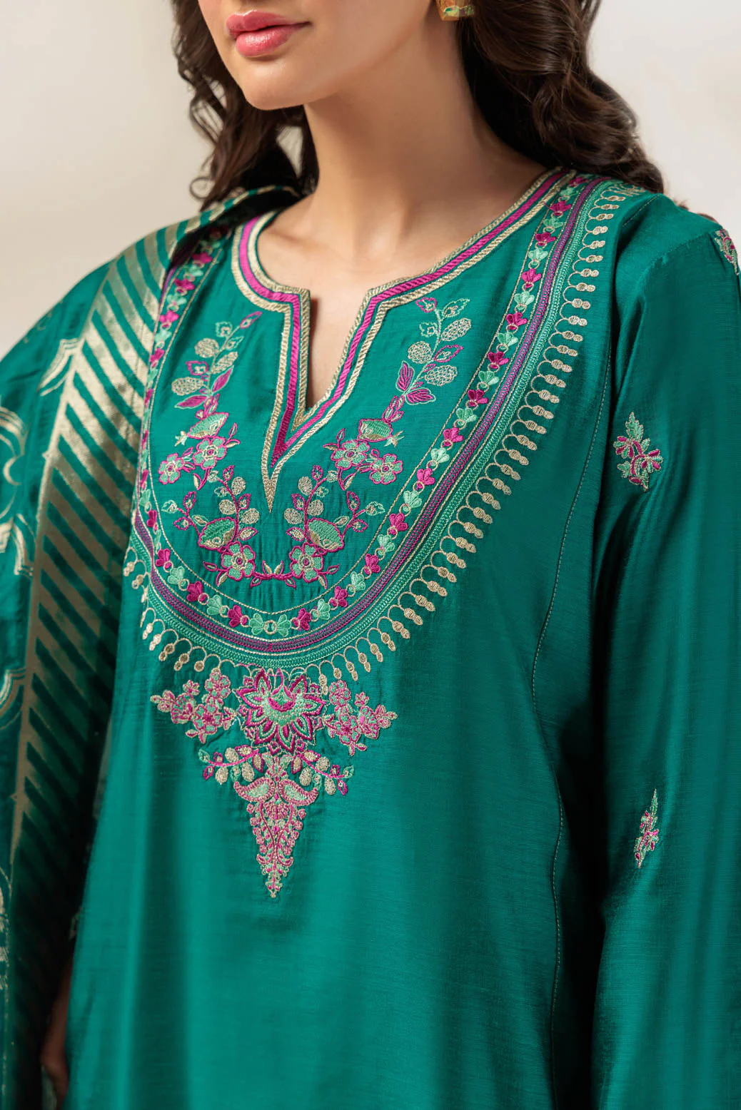 TEAL-RAW SILK-3 PIECE (SS6243P11) - Image 2
