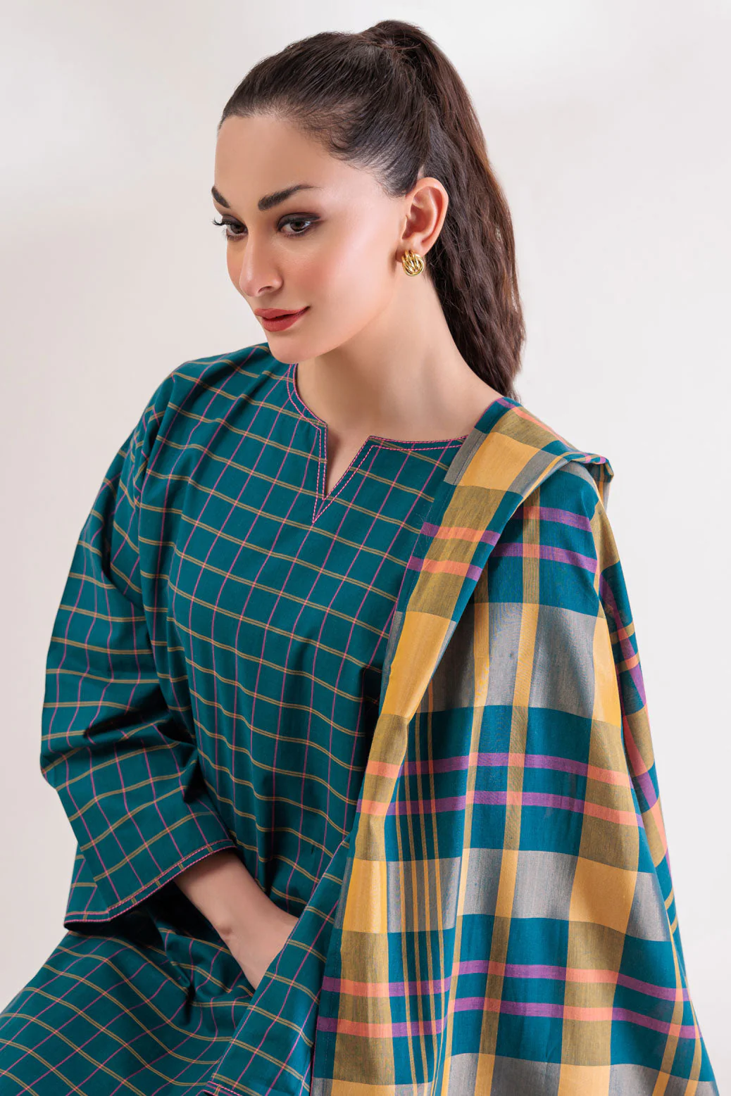 TEAL-YARN DYED-3 PIECE (SS2243P11) - Image 3