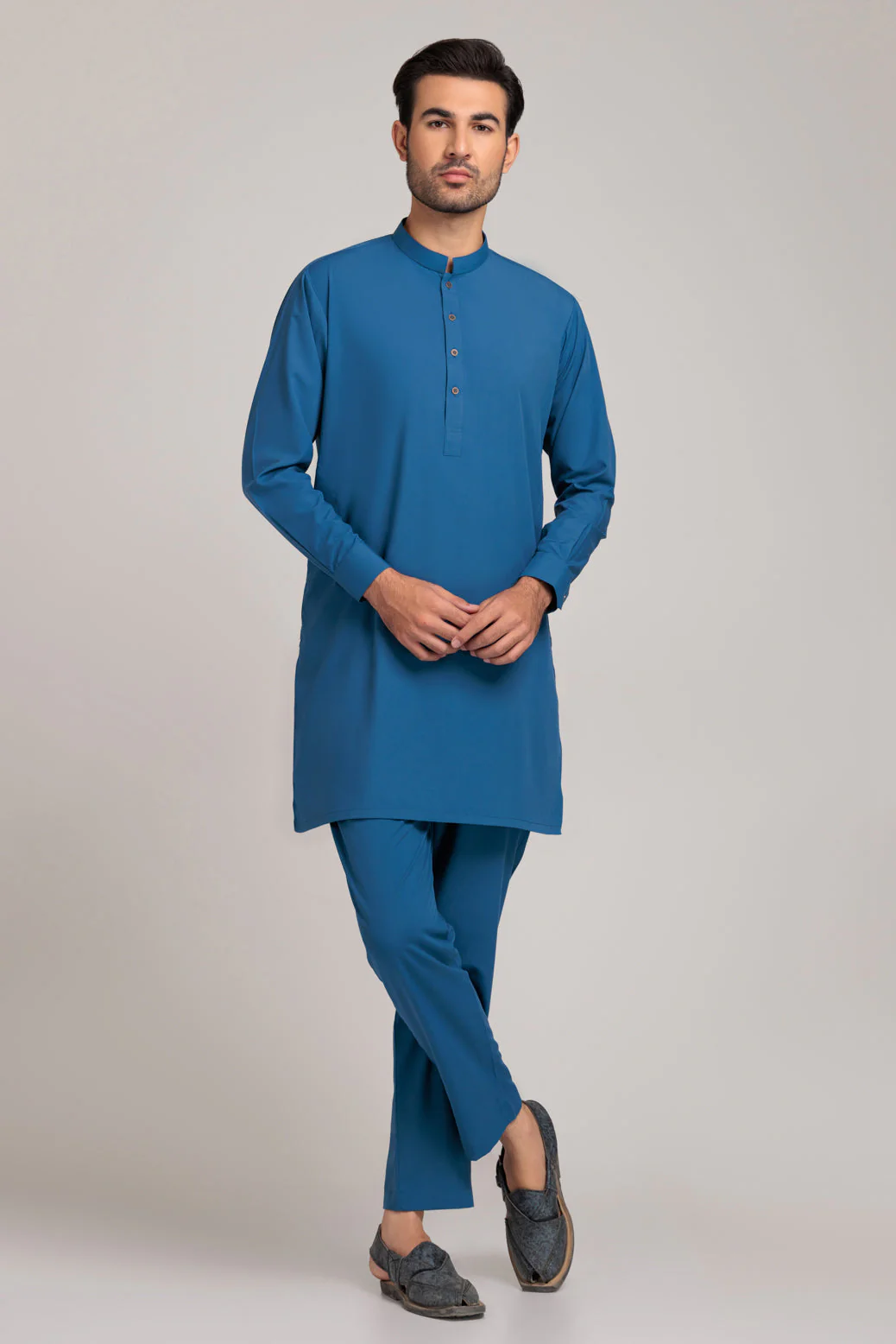 U-BLUE-BLENDED-KURTA PAJAMA TROUSER (KSS23-017) - Image 3
