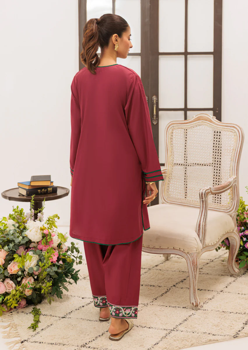 Maroon-Cambric-2 Piece (W25DE2045) - Image 2