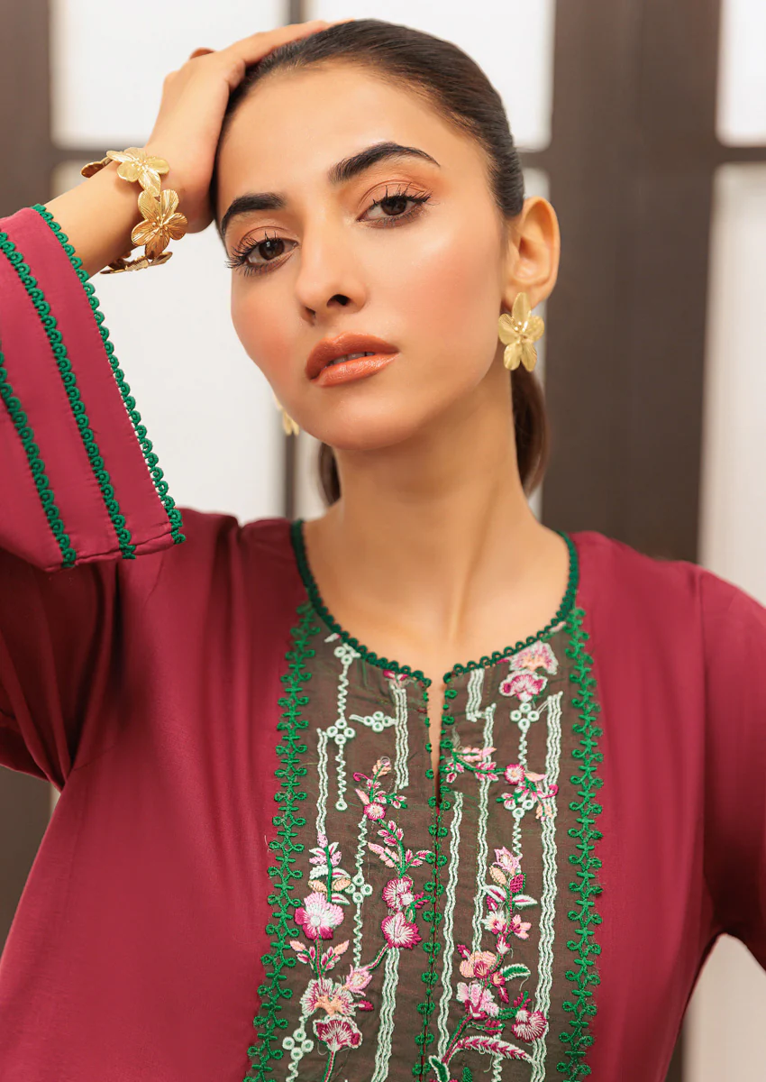Maroon-Cambric-2 Piece (W25DE2045) - Image 4