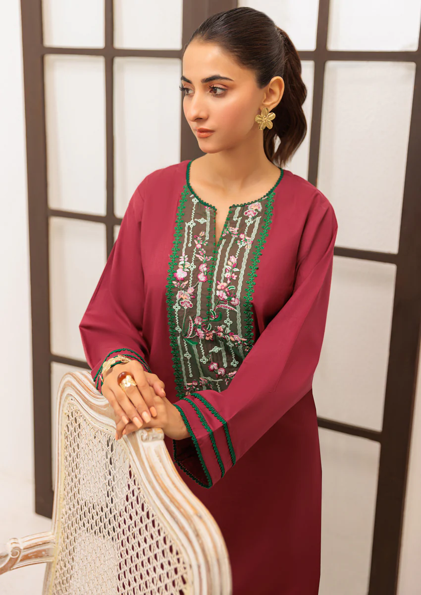Maroon-Cambric-2 Piece (W25DE2045) - Image 5