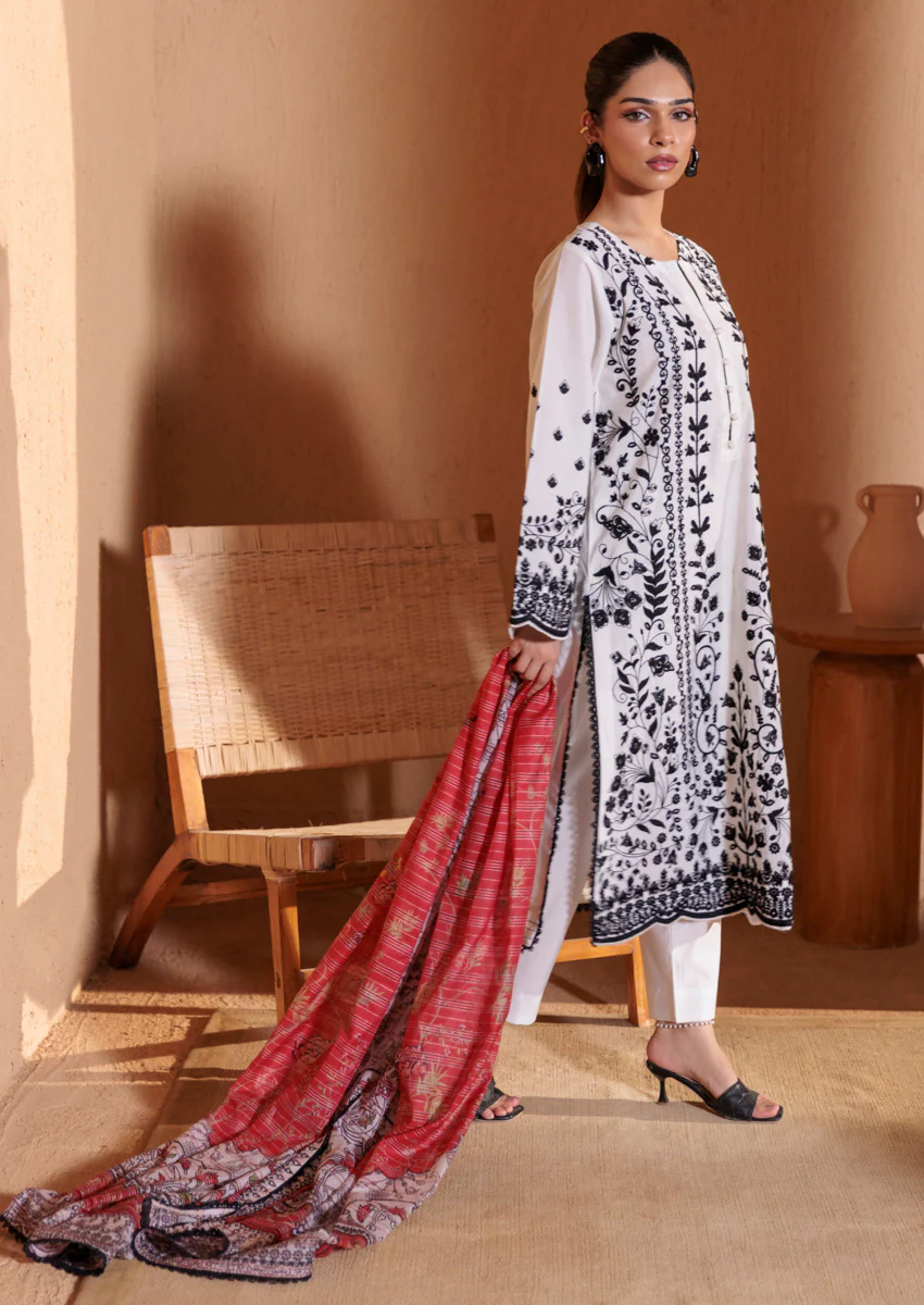 White-Cotton Silk-3 Piece (W25SE3002) - Image 4