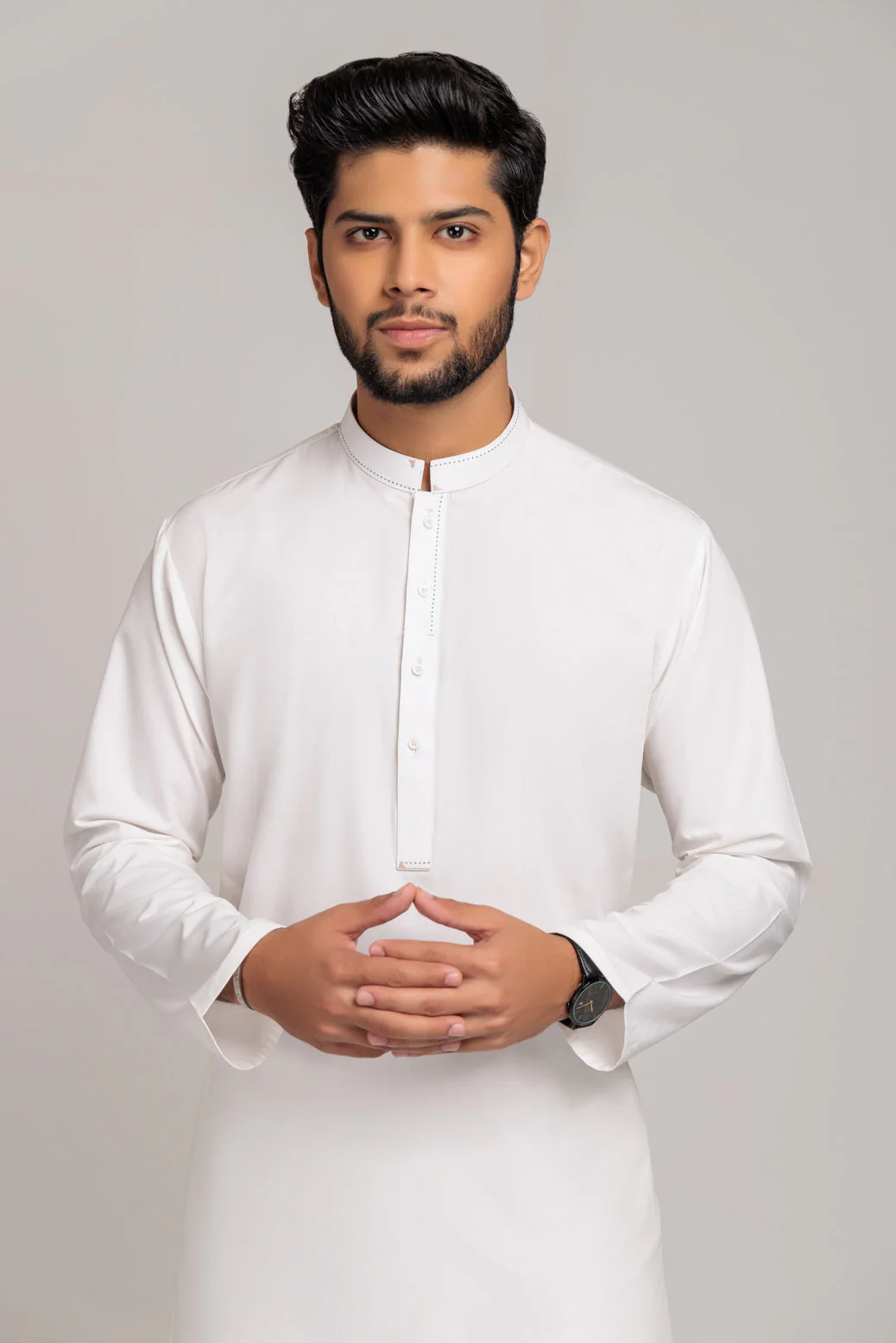 WHITE-BLENDED-KURTA PAJAMA TROUSER (KSS23-013) - Image 2